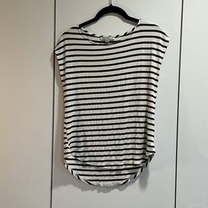 Green Envelope Brown and White Striped Short Sleeve Tee